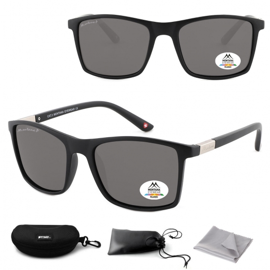 Czarne prostokątne okulary przeciwsłoneczne z polaryzacją MP5
